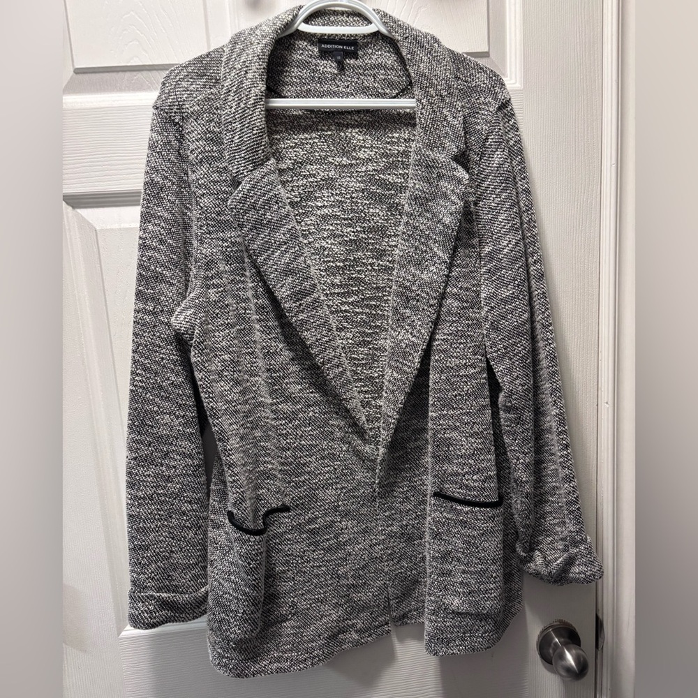 Addition Elle Gray Marled Open Front Blazer